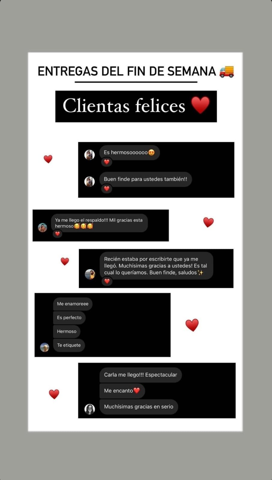 Mensajes de clientas felices